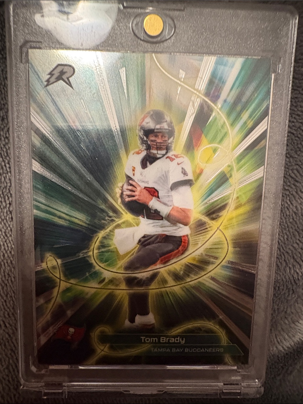 Topps Tom Brady Holographic Green and Yellow Burst Art Print